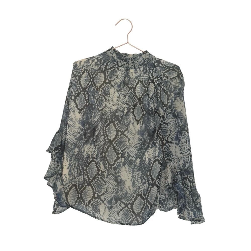 Vince Camuto Snake-Print Ruffle Neck Blouse - bell sleeve size XS